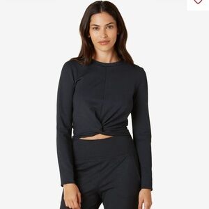 Beyond yoga heater rib groove crop black top size large active wear gym workout